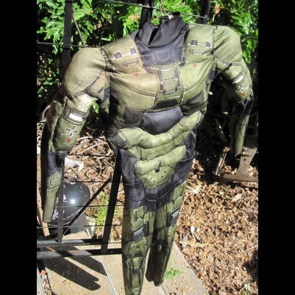 Kids Halo Disguise Padded Muscle Chief Body Suit Costume Infinite Green NoHelmet - Picture 3 of 11